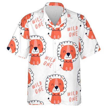 Smiling Pink Lion With Text Wild One Hawaiian Shirt, Hawaiian Shirt Gift, Christmas Gift