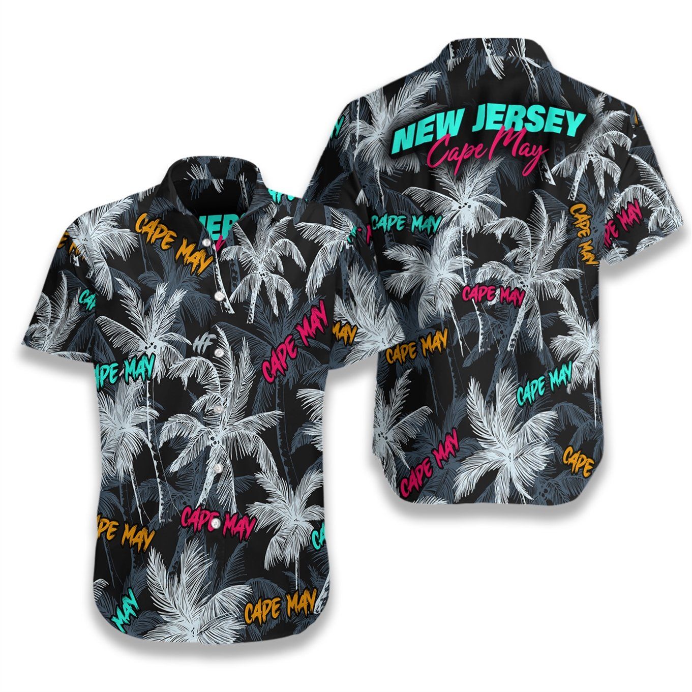 Cape May Coconut Tree Seamless Hawaiian Aloha Shirt Hawaiian Shorts Beach Short Sleeve_ Hawaiian Shirt-Hawaiian Shirt Gift, Christmas Gift