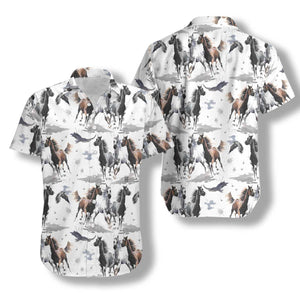 Wild And Free Racing Horses Hawaiian Shirt, Hwaiian For Gift