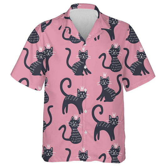 Cute Cats In A Crown On Pink Hawaiian Shirt,Hawaiian Shirt Gift, Christmas Gift