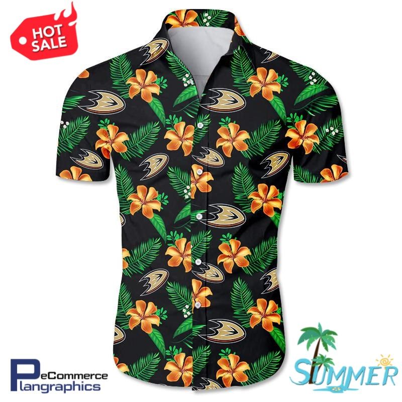 Anaheim Ducks All Over Print Aloha Shirt Hawaiian Aloha Shirt Hawaiian Shorts Beach Short Shirt, Christmas Gift