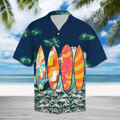 Surfing Board Hawaiian Aloha Aloha Shirts Hawaiian Shorts Beach Short Sleeve, Hawaiian Shirt Gift, Christmas Gift