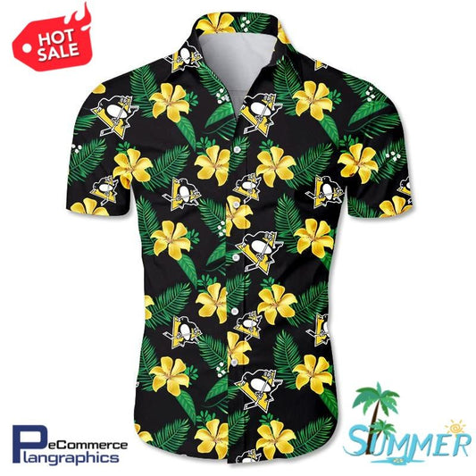 Pittsburgh Penguins Aloha Shirt Hawaiian Aloha Shirt Hawaiian Shorts Beach Short Shirt, Hawaiian Shirt Gift, Christmas Gift