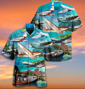 Airplane Fly Beautiful Landscapes Art Design Hawaiian Shirt, Hawaiian For Gift