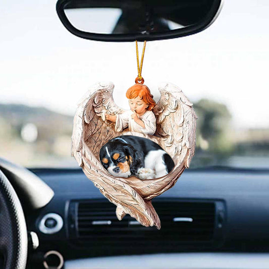 Hanging Ornament Dog Sleeping Cavalier King Charles Spaniel Protected By Angel,  Christmas Gift,Christmas Decoration