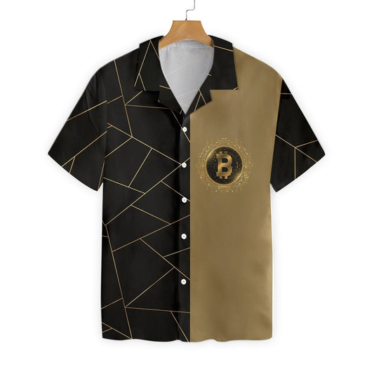 Vintage Golden Bitcoin Cryptocurrency Design Hawaiian Shirt, Hwaiian For Gift