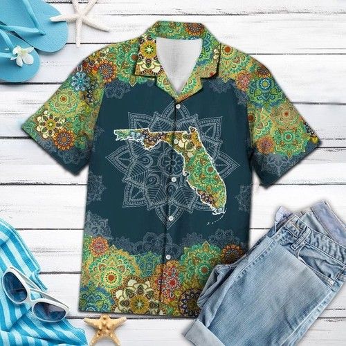 Florida Floral Mandala Hawaiian Shirt Summer, Hawaiian Shirt Gift, Christmas Gift