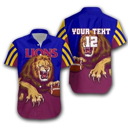 Brisbane Hawaiian Shirt Lions Three Stripes,Hawaiian Shirt Gift, Christmas Gift