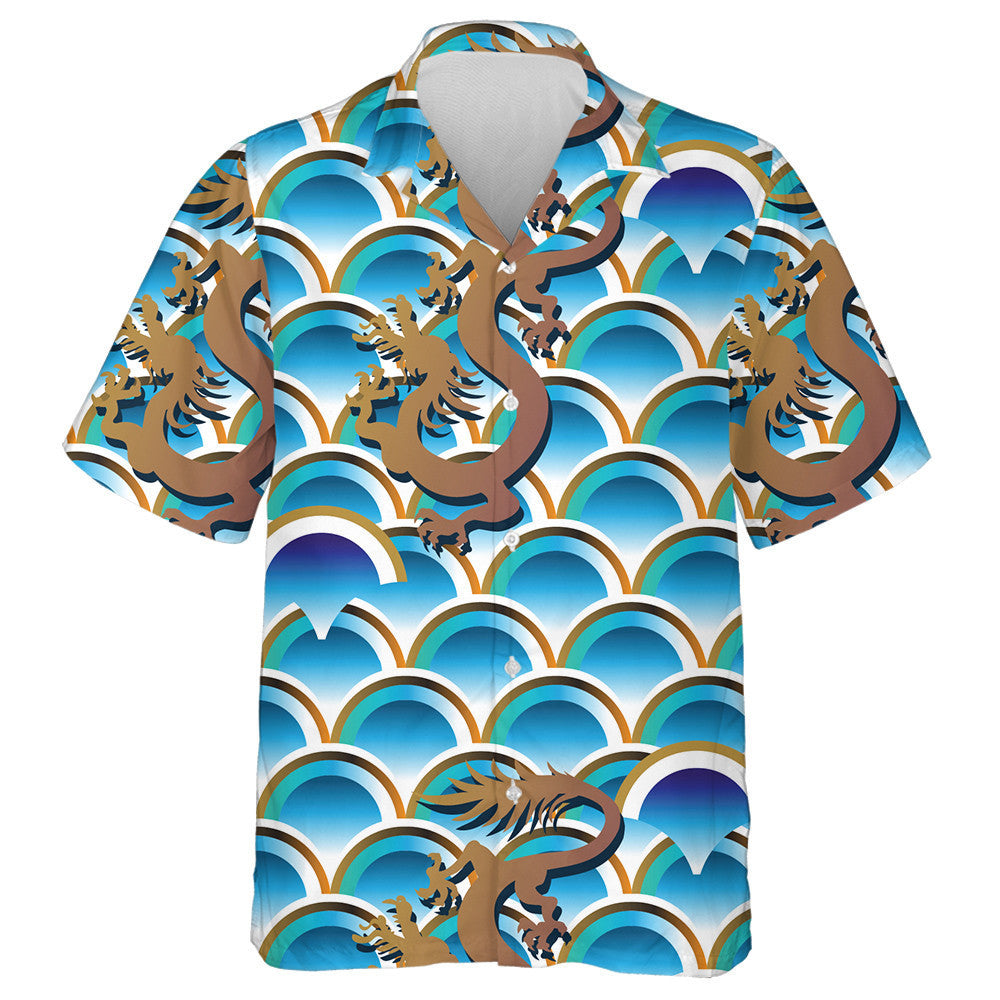 Abstract Chinese Japanese Scaly Skin And Dragon Hawaiian Shirt, Hawaiian Shirt Gift, Christmas Gift