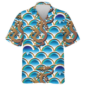 Abstract Chinese Japanese Scaly Skin And Dragon Hawaiian Shirt, Hawaiian Shirt Gift, Christmas Gift