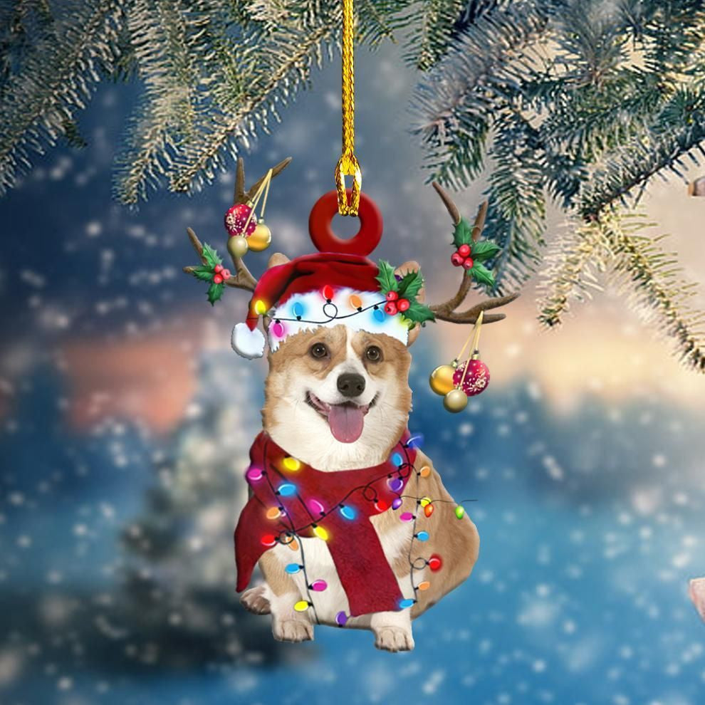 Corgi Christmas Light Shape Ornament, Christmas Gift, Christmas Decoration