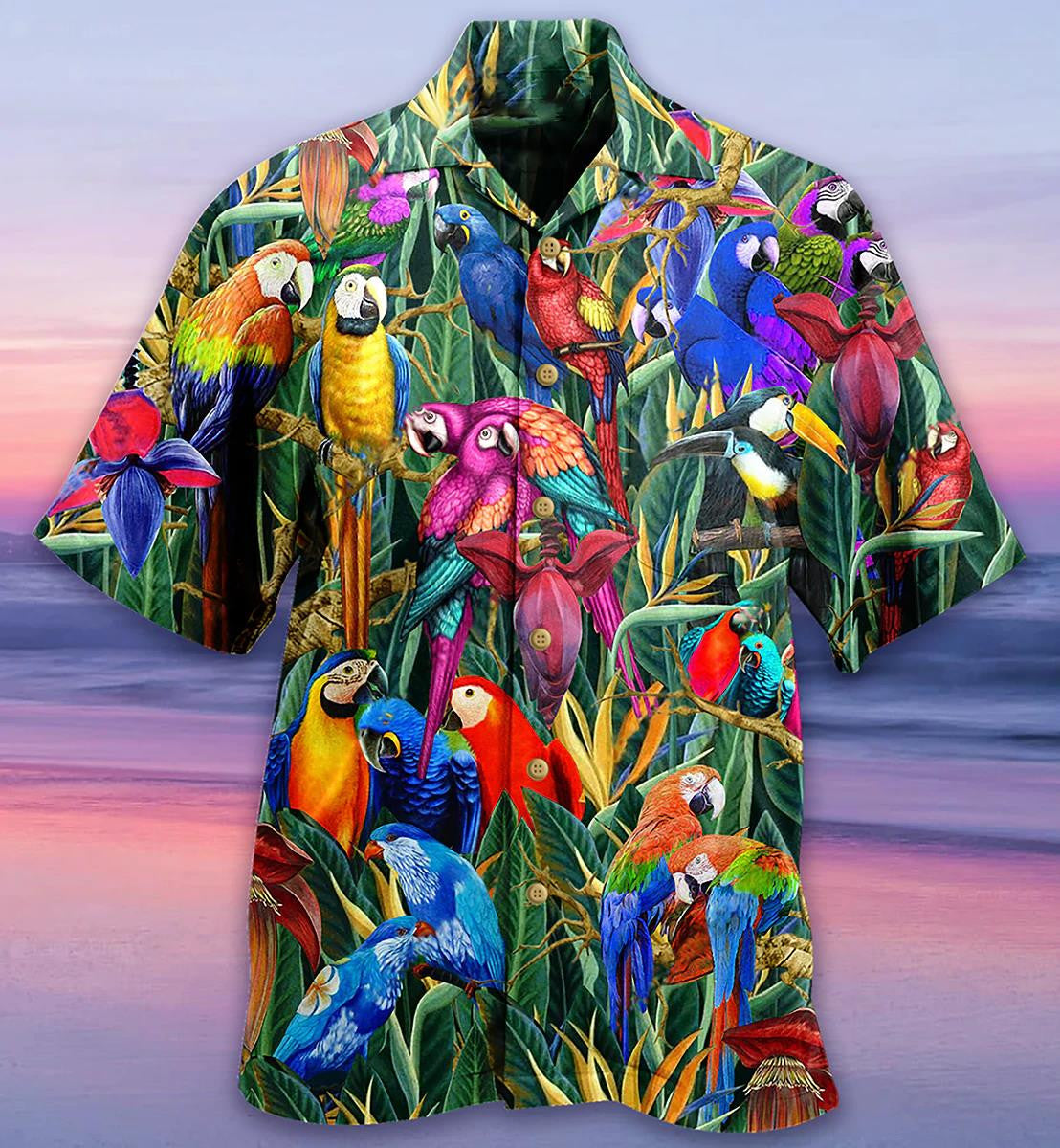 Beautiful Parrot Amazing Tropical Plants All Over Hawaiian Shirt, Hawaiian Shirt Gift, Christmas Gift