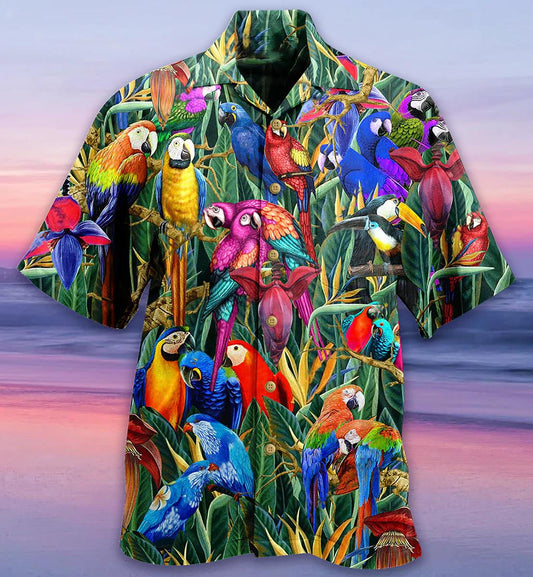 Beautiful Parrot Amazing Tropical Plants All Over Hawaiian Shirt, Hawaiian Shirt Gift, Christmas Gift