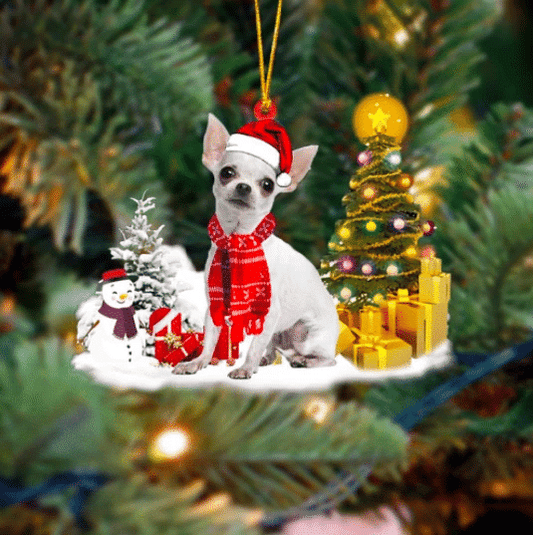 Chihuahua Christmas Ornament, Happy Christmas Ornament, Christmas Gift, Christmas Decoration