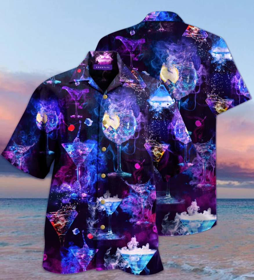 Cocktail Glasses Hawaiian Shirt â€“ Dnstyles, Hwaiian For Gift
