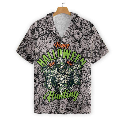 Halloween Vintage Scary Mummy Pattern Hawaiian Shirt, Hawaiian For Gift