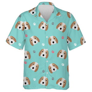 Adorable Beagle Dogs And Paws Blue Hawaiian Shirt, Hawaiian For Gift