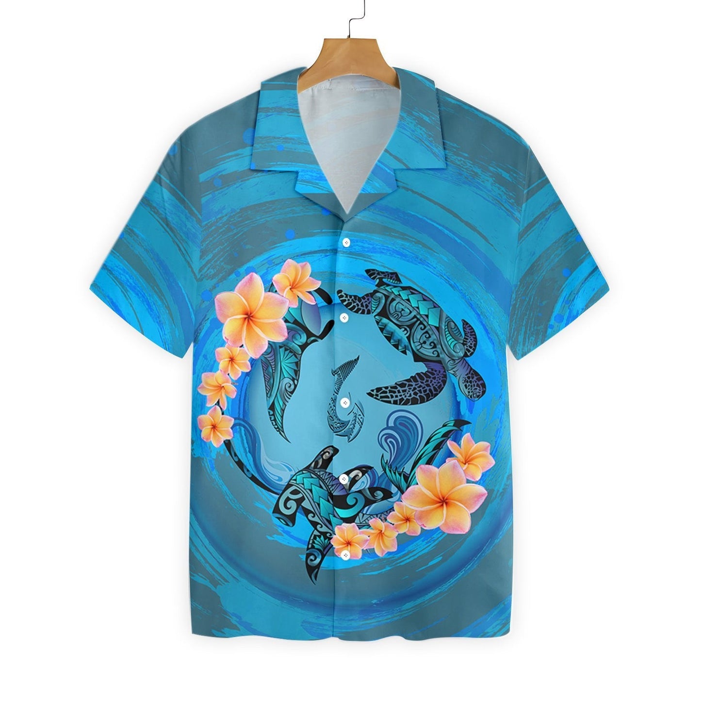 Marquesas Islands Blue Plumeria Animal Tattoo Pattern Hawaiian Shirt, Hawaiian Shirt Gift, Christmas Gift