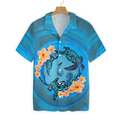 Marquesas Islands Blue Plumeria Animal Tattoo Pattern Hawaiian Shirt, Hawaiian Shirt Gift, Christmas Gift