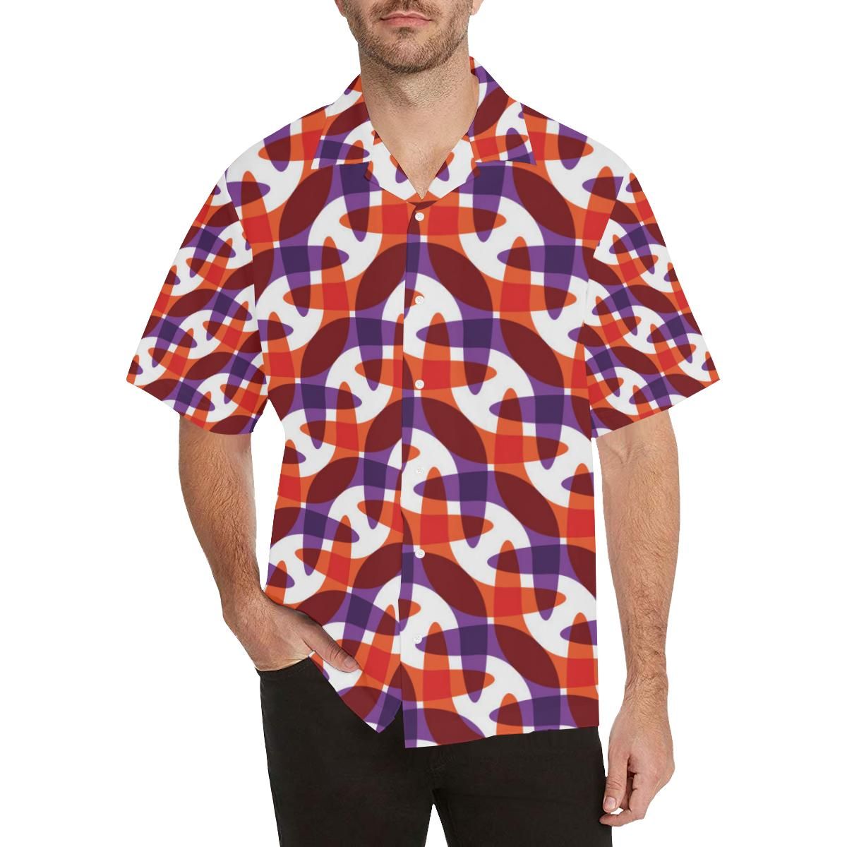 Boomerang Pattern Background Men'S All Over Print Hawaiian Aloha Shirt Hawaiian Shorts Beach Short Sleeve,Hawaiian Shirt Gift, Christmas Gift