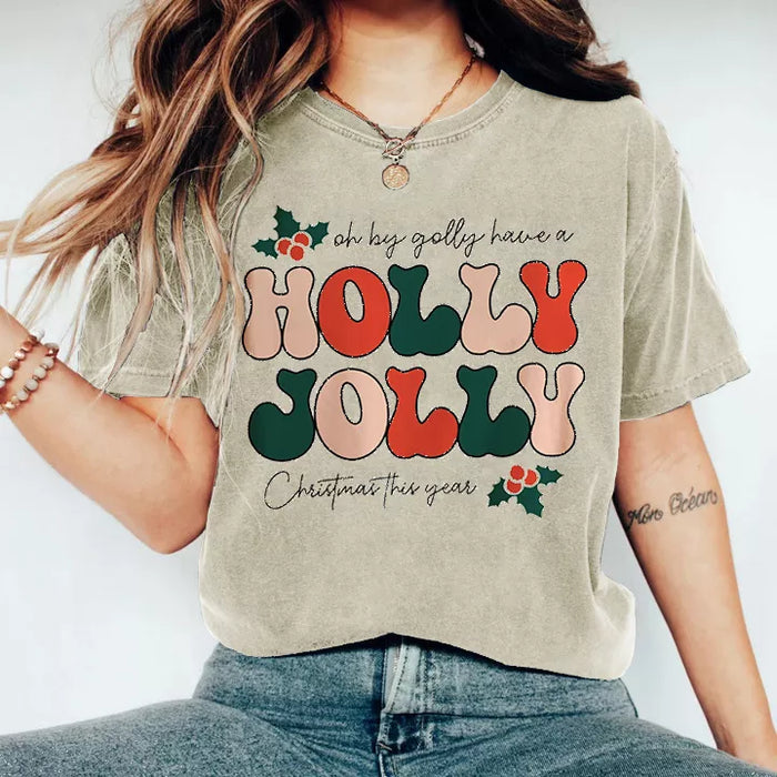 Holly Jolly Funny Christmas T-shirt, Christmas Sweatshirt Cute, Christmas Winter Sweatshirt