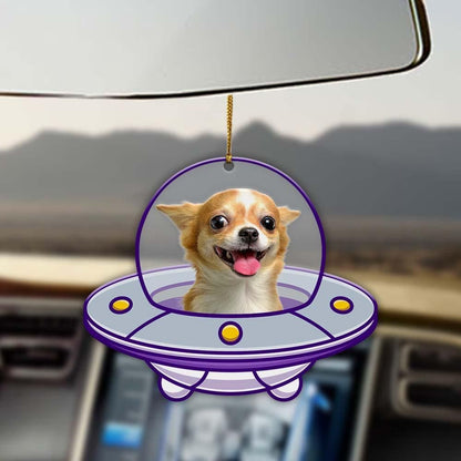 Chihuahua UFO Ornament, Happy Christmas Ornament, Christmas Gift, Christmas Decoration