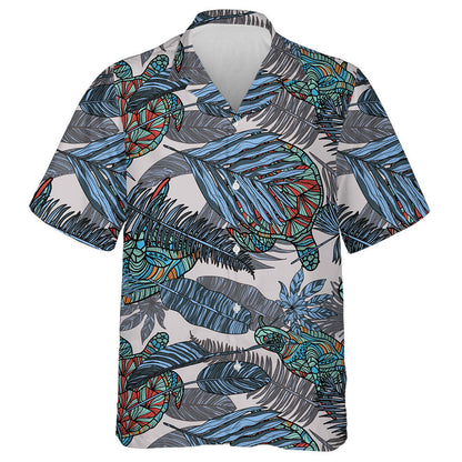 Turtles Animal Waves On White Background Hawaiian Shirt, Hawaiian For Gift