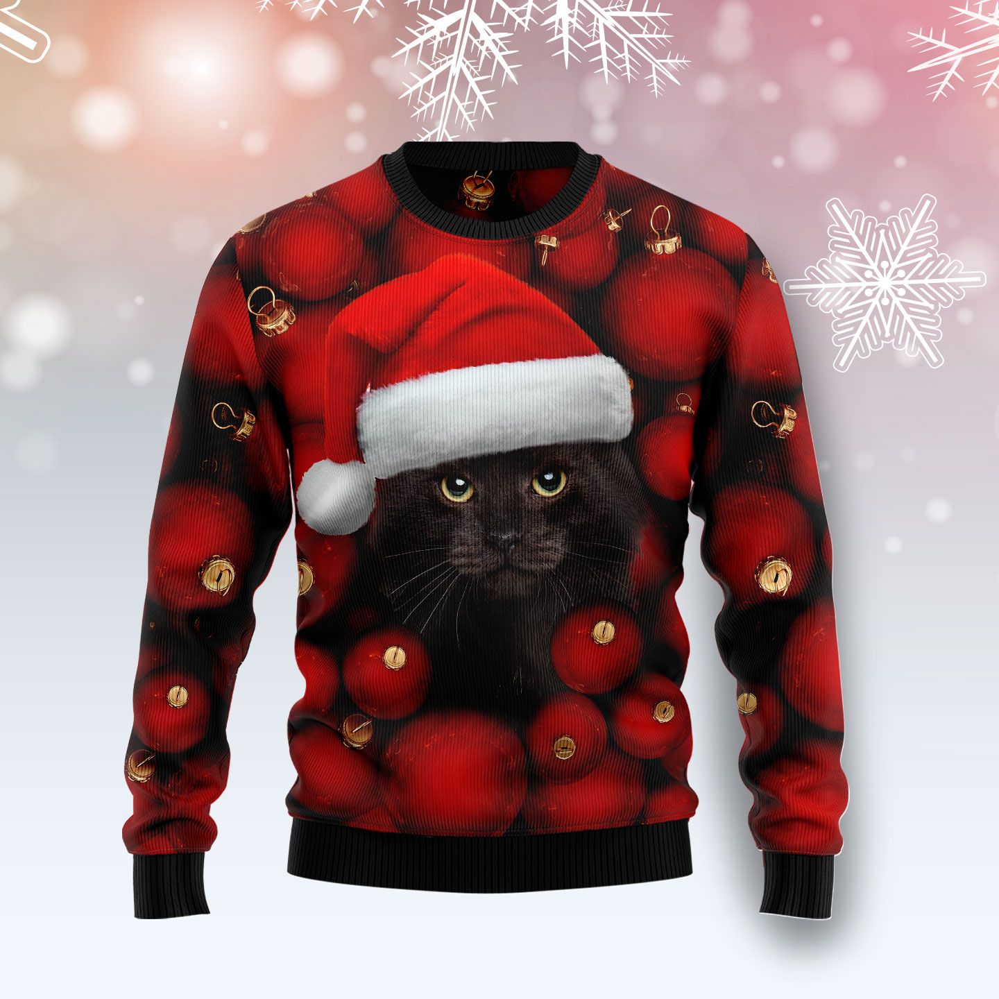 Black Cat Ornament Ugly Christmas Sweater, Christmas Ugly Sweater,Christmas Gift,Gift Christmas 2022