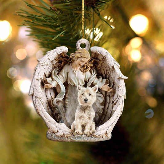West Highland White Terrier (7)-Angel Hug Winter Love Two Sided Ornament,Christmas Gift,Christmas Decoration