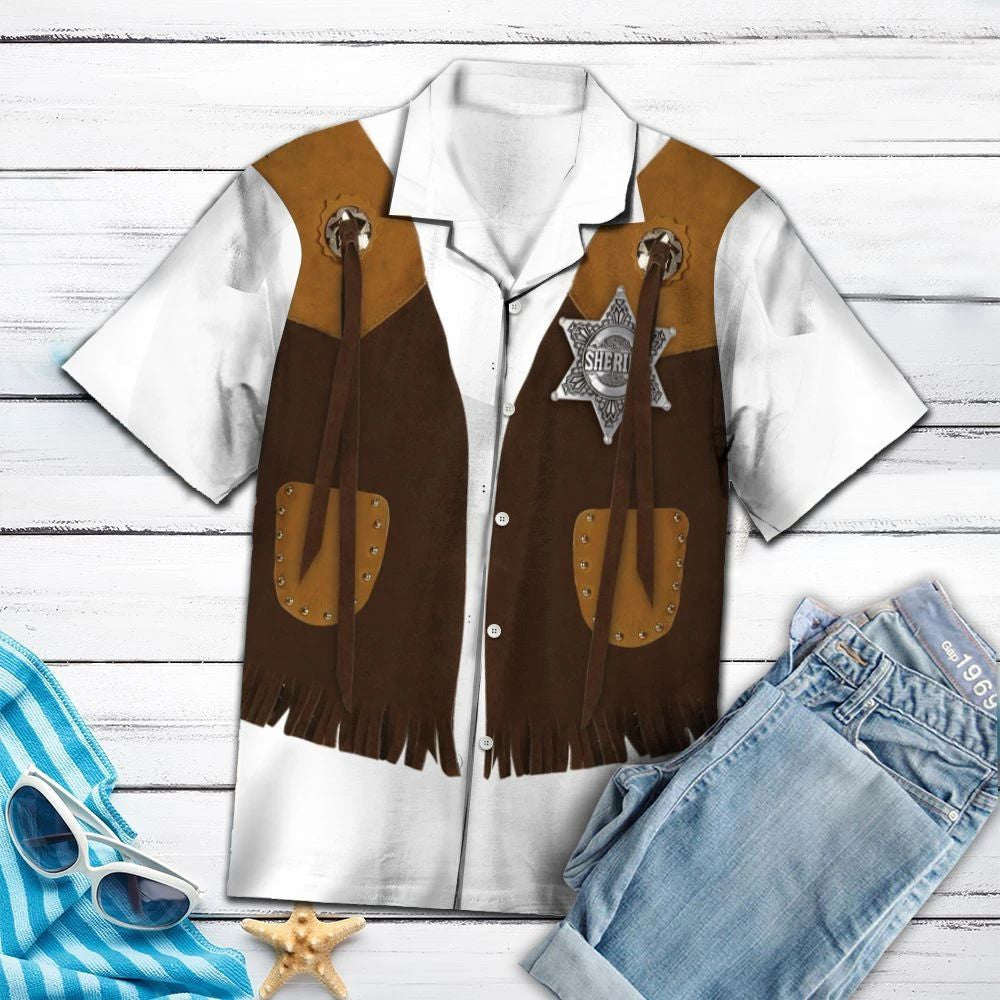 Brown And White Cowboy Costume Design Hawaiian Shirt, Hawaiian For Gift