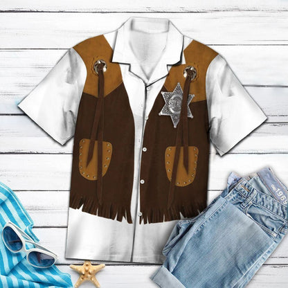 Brown And White Cowboy Costume Design Hawaiian Shirt, Hawaiian For Gift
