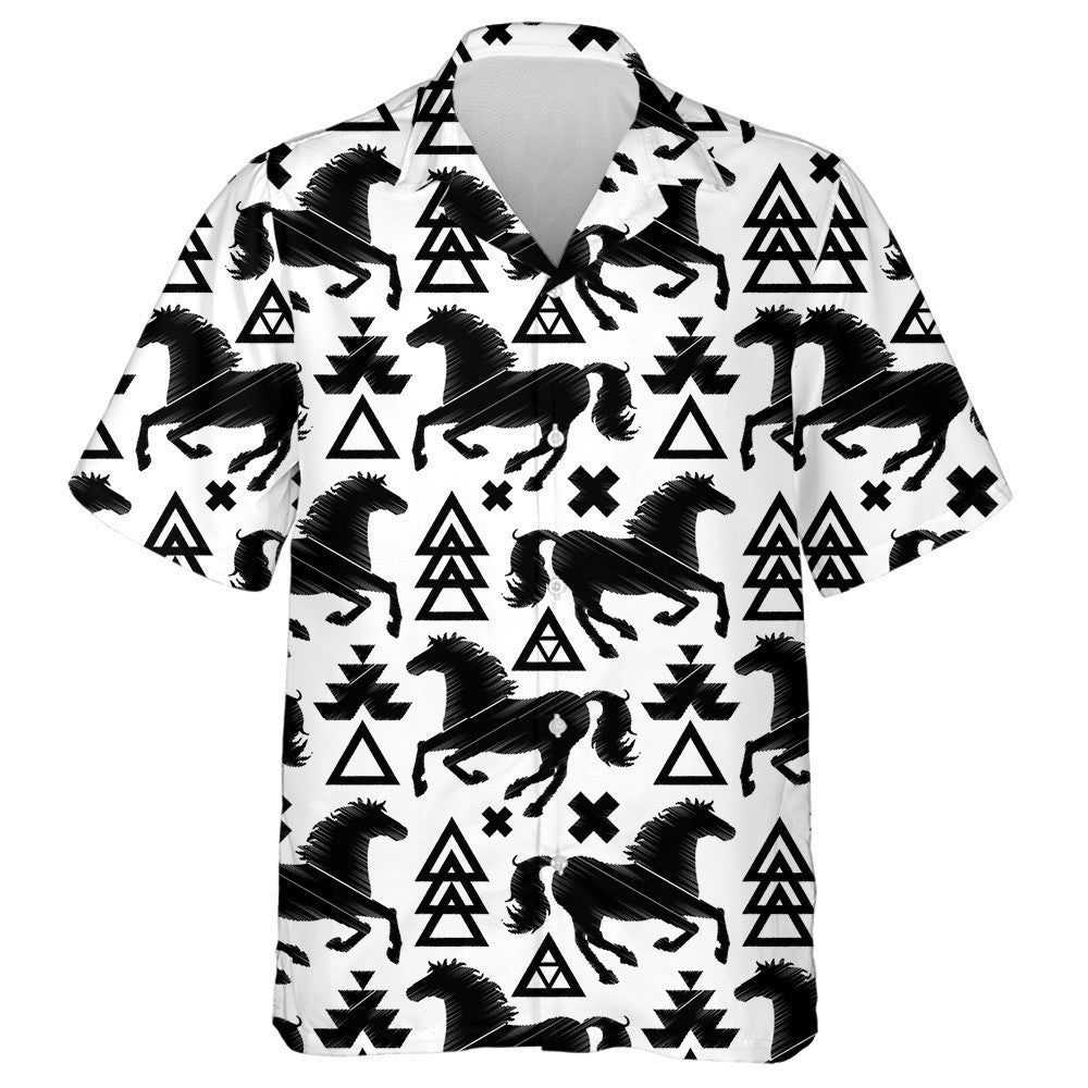 Hand Drawn With Horse In The Boho Or Hippy Style Hawaiian Shirt, Hawaiian Shirt Gift, Christmas Gift
