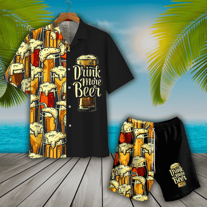 Black And Beer Pattern Design Hawaiian Shirt, Hawaiian Shirt Gift, Christmas Gift