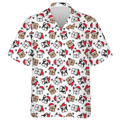 Christmas French Bulldog Paw And Santa Claus Hat Hawaiian Shirt, Hawaiian Shirt Gift, Christmas Gift