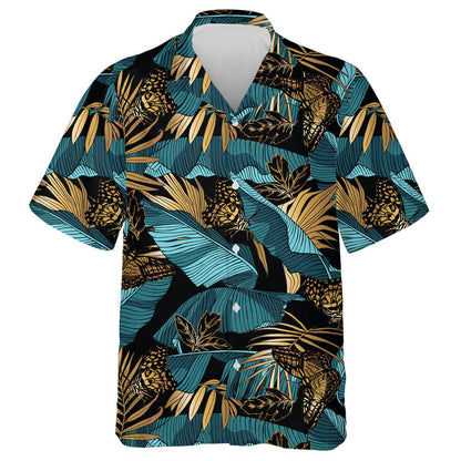Theme Green Tropical Banana Leaves And Butterfly Hawaiian Shirt, Hawaiian Shirt Gift, Christmas Gift