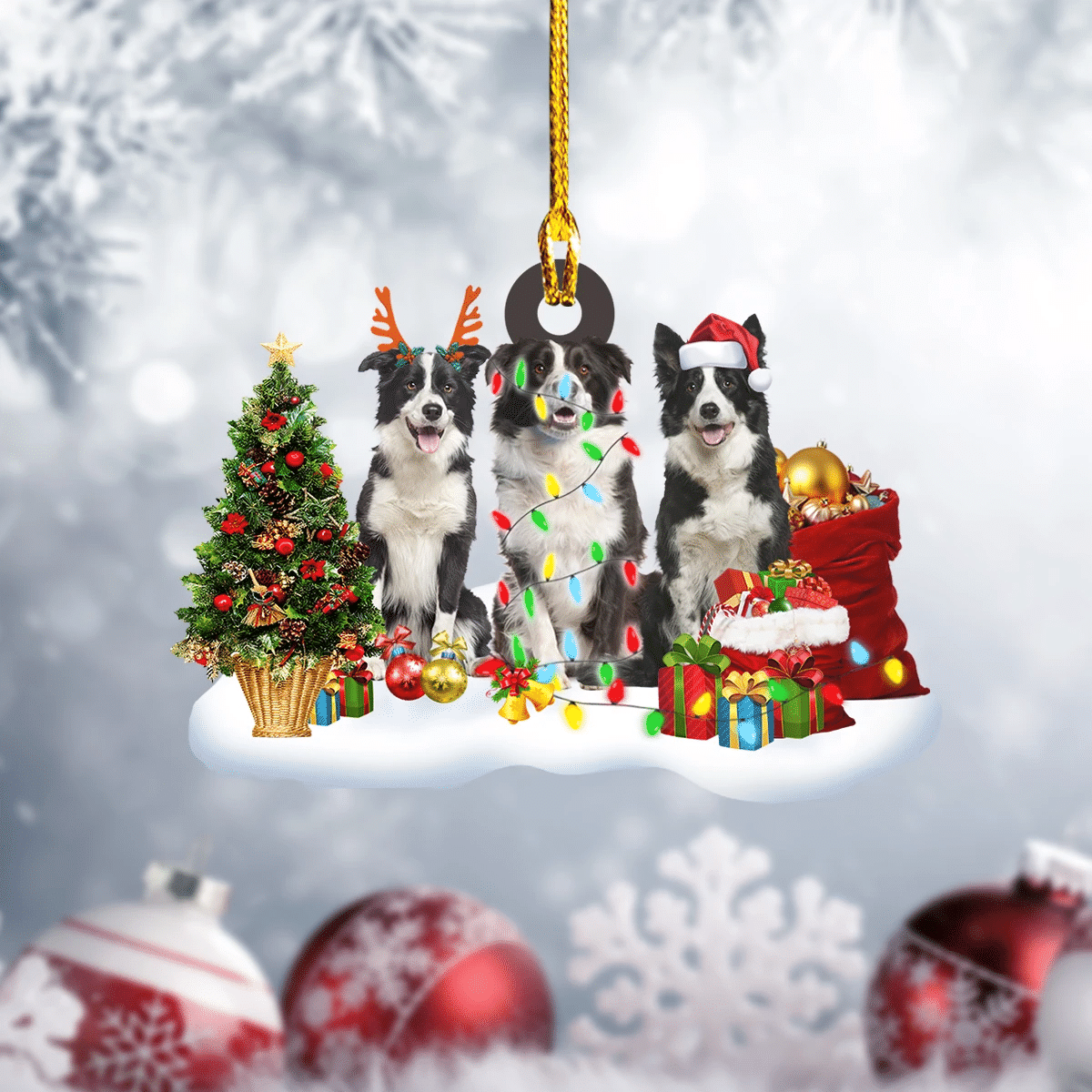 Collie Christmas Ornament, Christmas Shape Ornament, Happy Christmas Ornament, Christmas Gift, Christmas Decoration