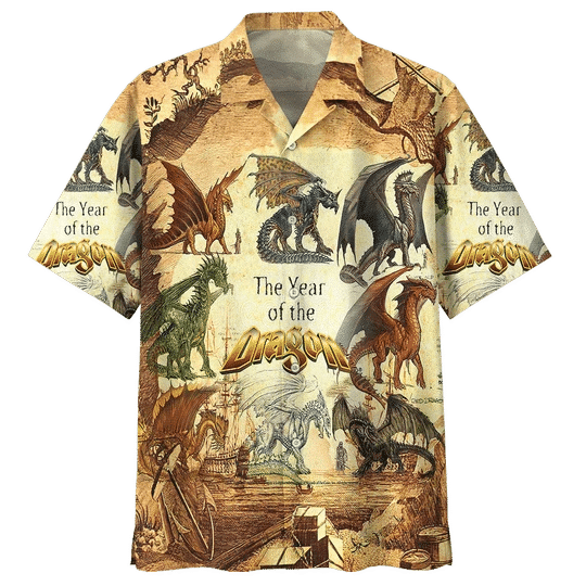 Collection Dragon Background Design Hawaiian Shirt, Hawaiian For Gift