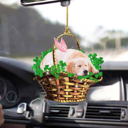 Golden retriever Sleeping Lucky Fairy Two Sided Ornament, Dog Ornament Car Accessories, Christmas Decoration