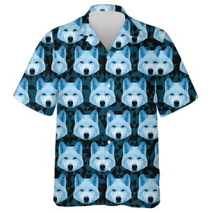 Abstract Polygonal Geometric Cat On Black Hawaiian Shirt, Hawaiian Shirt Gift, Christmas Gift