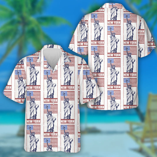 Travel Stickers The Statue Of Liberty Of New York Hawaiian Shirt, Hawaiian Shirt Gift, Christmas Gift