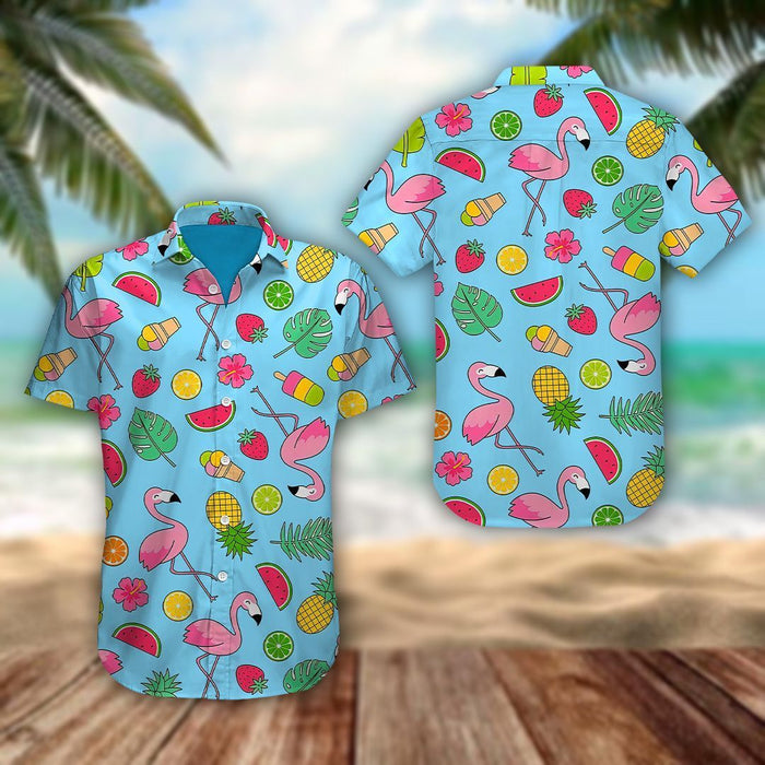 3D Flamingo Aloha Shirt Hawaiian Aloha Shirt Hawaiian Shorts Beach Short Shirt, Christmas Gift