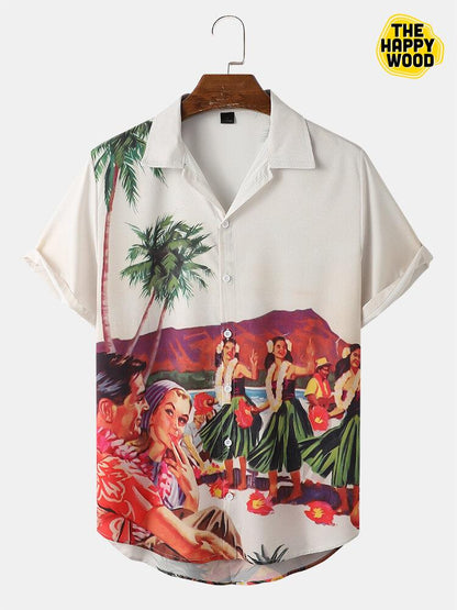 Hawaiian Scenery Figure Print Hawaiian Hawaii Shirt, Hawaiian Shirt Gift, Christmas Gift