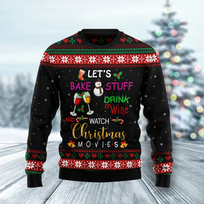 Drink wine and watch christmas movies Ugly Christmas Sweater,Christmas Ugly Sweater,Christmas Gift,Gift Christmas 2024