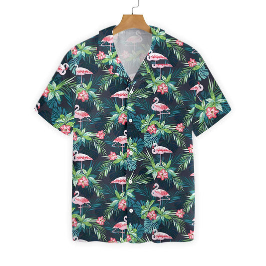Flamingo In Deep Tropical Forest Hawaiian Shirt, Hawaiian Shirt Gift, Christmas Gift
