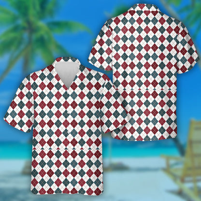 Creative American Flag Colors Pattern With Diamond Shapes Hawaiian Shirt, Hawaiian Shirt Gift, Christmas Gift