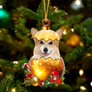 Cute Corgi In Golden Egg Christmas Ornament_2810, Pet Love Gift, Christmas Ornament, Christmas Gift