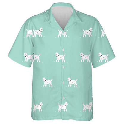 Cartoon White Dog Retro Hipster Poodle Dog Hawaiian Shirt, Hawaiian Shirt Gift, Christmas Gift