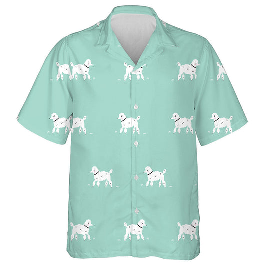 Cartoon White Dog Retro Hipster Poodle Dog Hawaiian Shirt, Hawaiian Shirt Gift, Christmas Gift