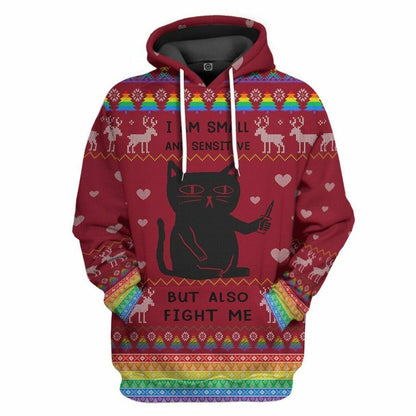 3D Ugly Christmas Ich bin klein und empfindlich, aber kämpfe auch gegen mich Custom Hoodie Bekleidung