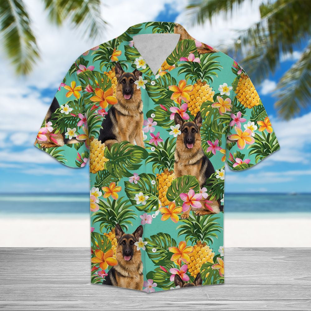 Deluxe Tropical Pineapple German Shepherd Hawaiian Shirt,Hawaiian Shirt Gift, Christmas Gift